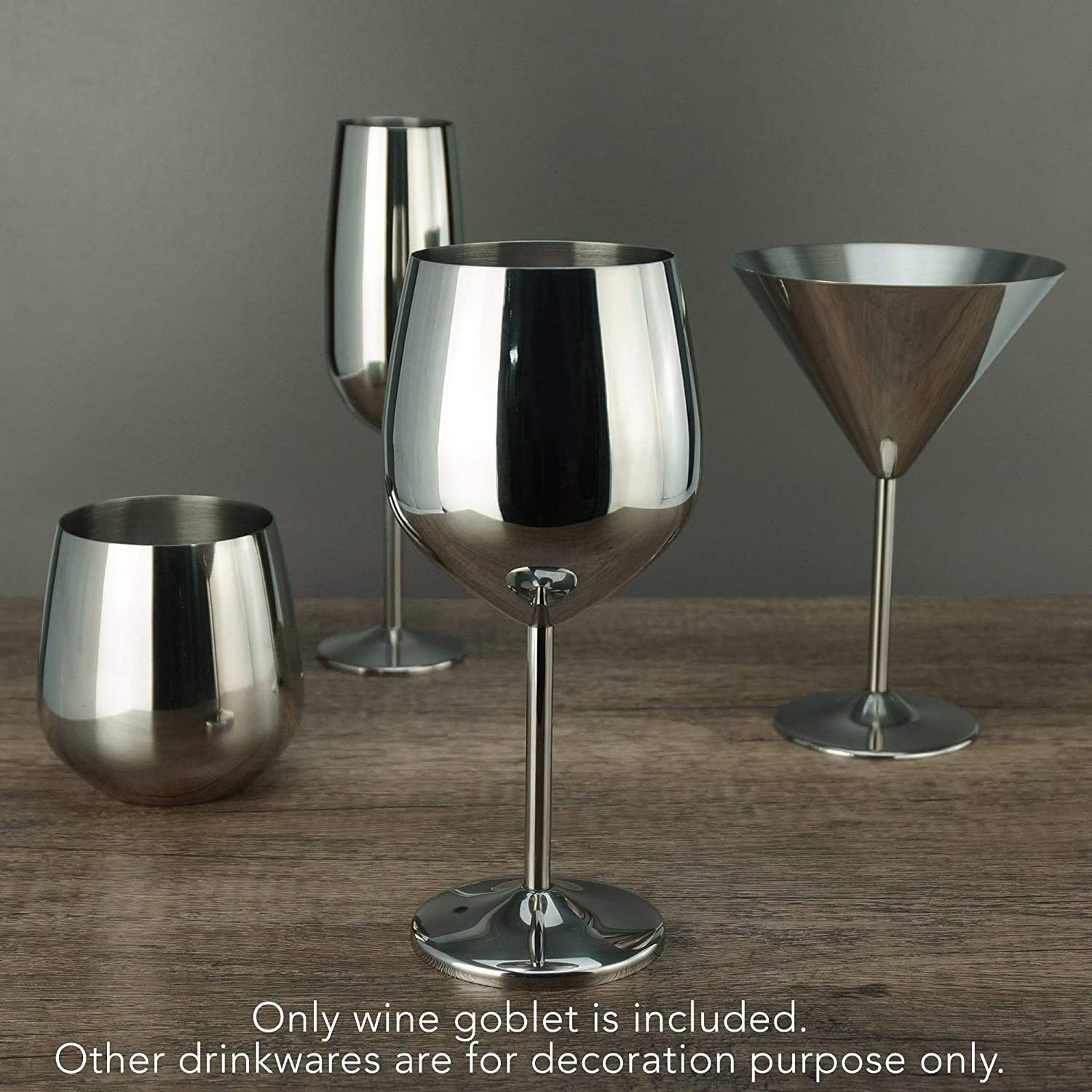 Custom Logo Stainless Steel Goblet Wine Glasses Champagne Metal Red Wine Glass Goblets stainless steel wine goblets