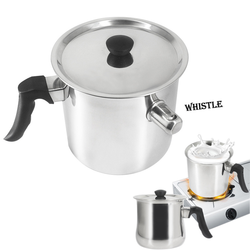 stainless steel Whistling milk pot double wall chocolate melting milk boiling pot candles wax melting pot with lid