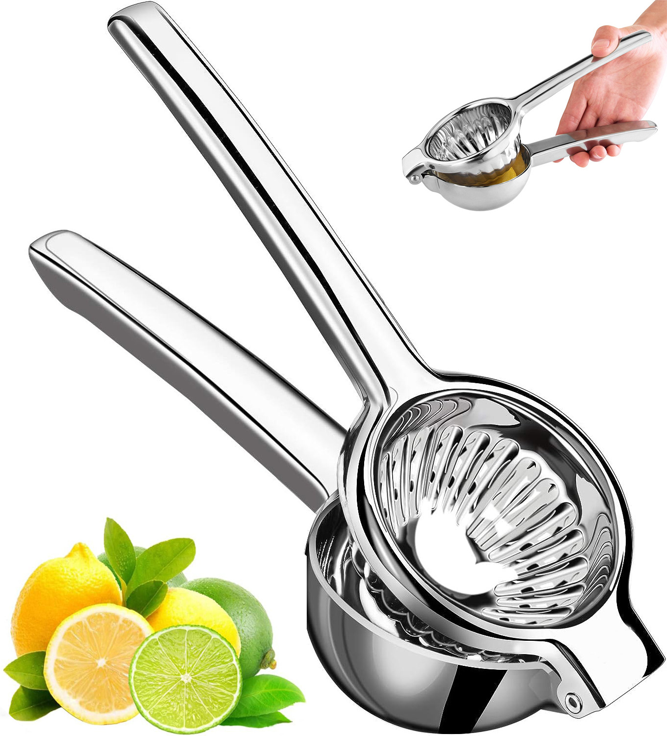 Lemon Squeezer Stainless Steel with Premium Quality Heavy Duty Solid Metal Squeezer Bowl Manual Citrus Press Juicer