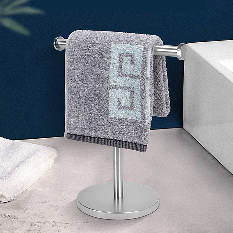 stainless steel Bathroom Towel Rack with Natural Marble Base kitchen T-Shape Standing Hand Paper Towel holder