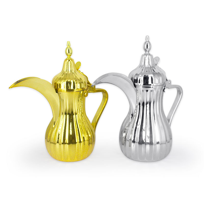 long spout dallah Pour Over Coffee Kettle luxury chrome pleated Turkish Coffee Pot Gooseneck Kettle