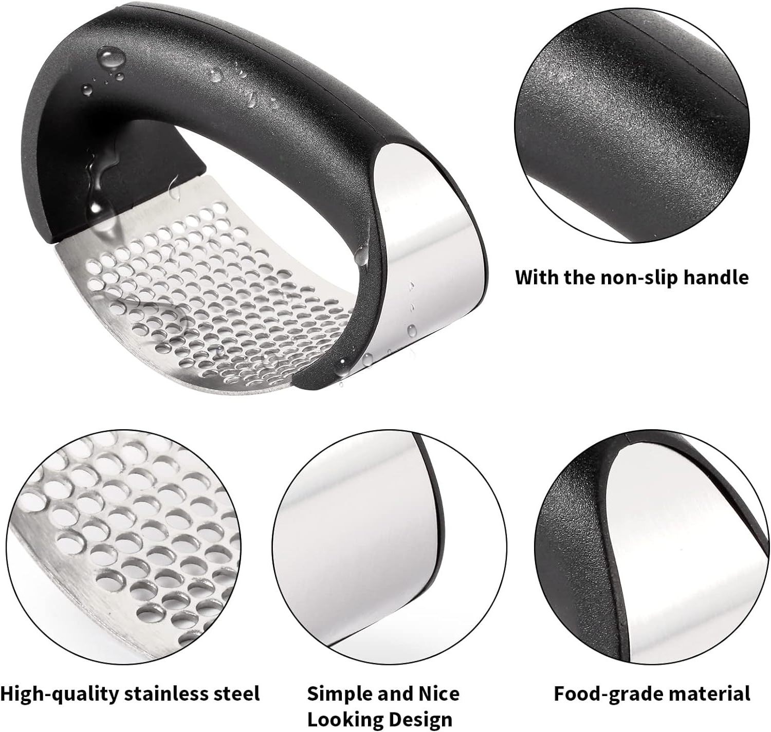 Manual Crusher Kitchen Gadgets Ginger Press Stainless Steel Garlic Press Rocker with Peeler and Scraper