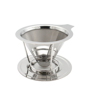 Stainless Steel Reusable Removable Cup Stand Coffee Dripper Pour Over  Cone coffee Puck Screen Coffee Filter