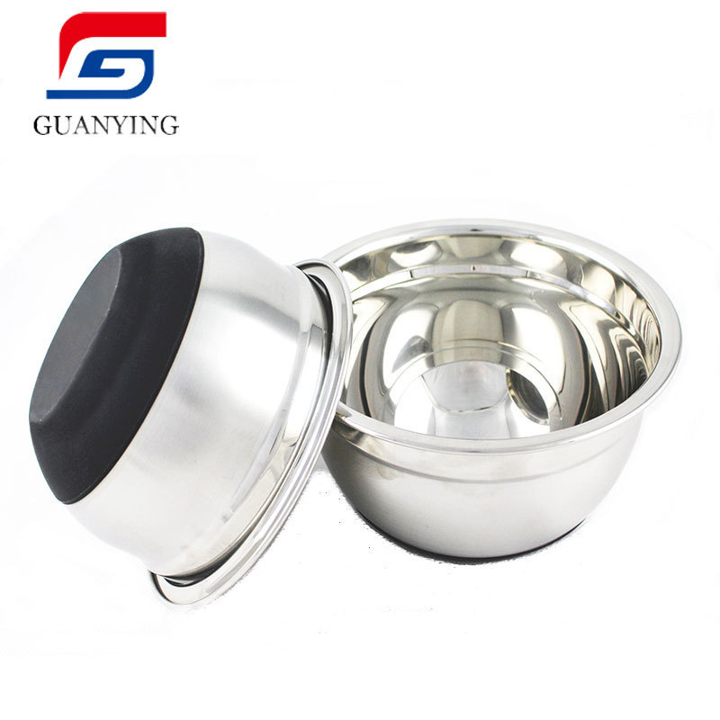 Kitchen Metal Mixing Bowl Set Salad Cutter Bowl Stainless Steel Meal Salad Bowls with Non-Slip Silicone Bases