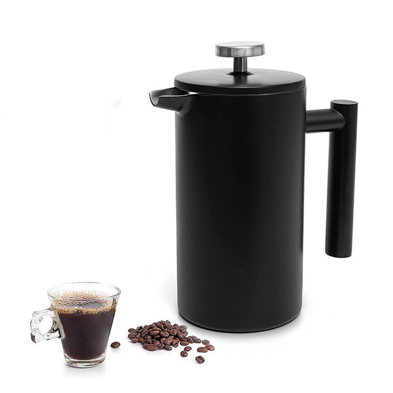 Black 304 grade stainless steel double wall insulated french press replacement filter screen coffee press