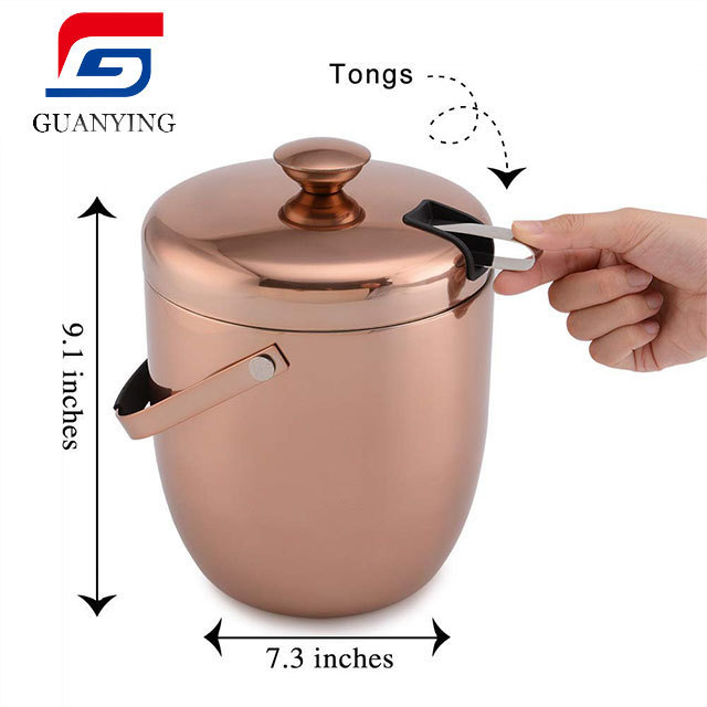 3L round copper ice bucket holder stainless steel champagne ice bucket