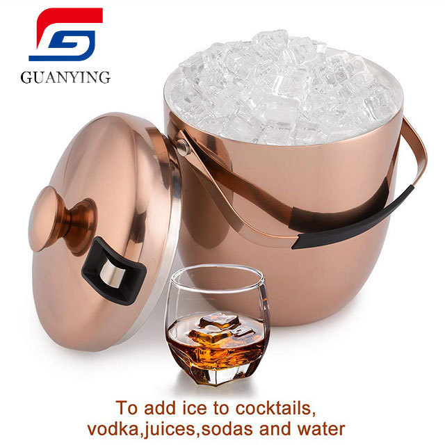 3L round copper ice bucket holder stainless steel champagne ice bucket