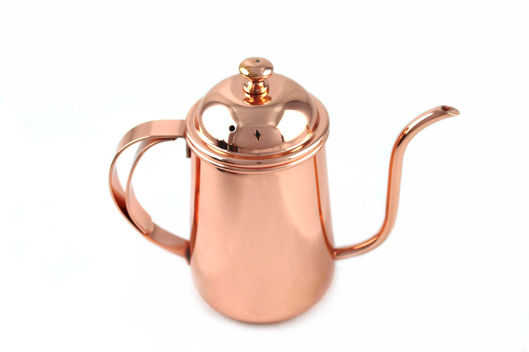 Hot sale 650ml silver black rose gold brass gooseneck coffee kettle 18/8 stainless steel pour over coffee pot