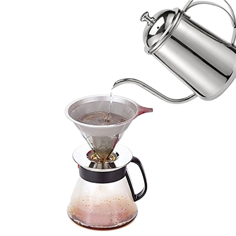 Hot sale 650ml silver black rose gold brass gooseneck coffee kettle 18/8 stainless steel pour over coffee pot