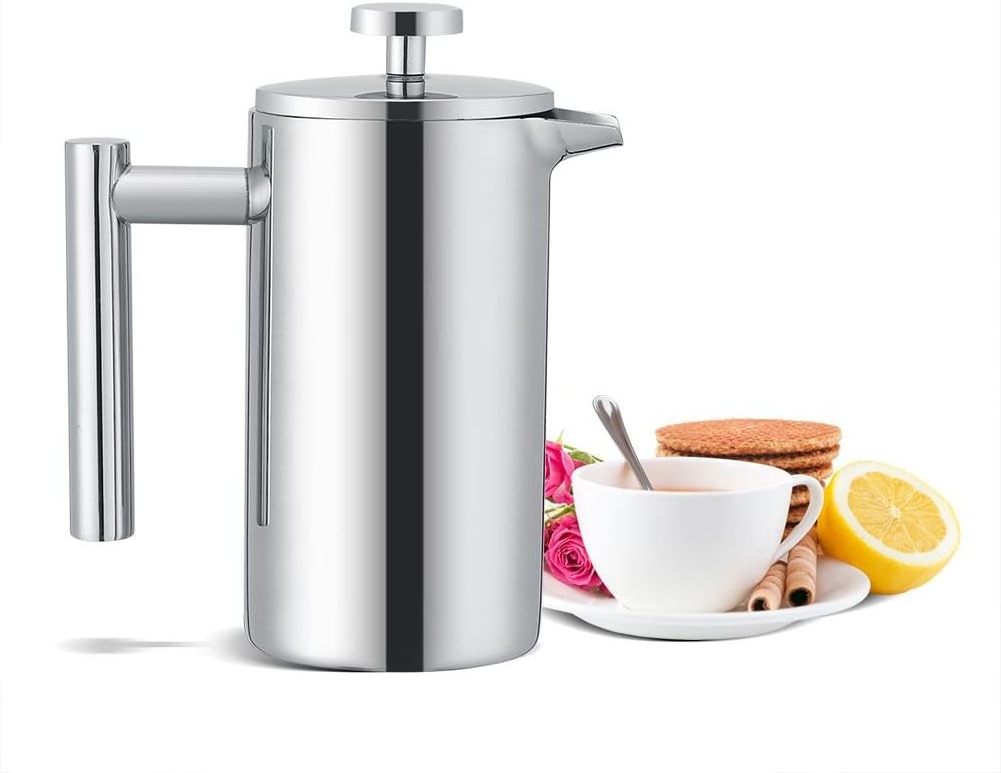 Rust-Free multi-screen system 34 oz coffee/tea maker french press double wall stainless steel french press