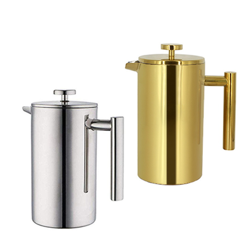 gold plating Stainless Steel Double Wall Travel French Press double wall Coffee Expresso Maker