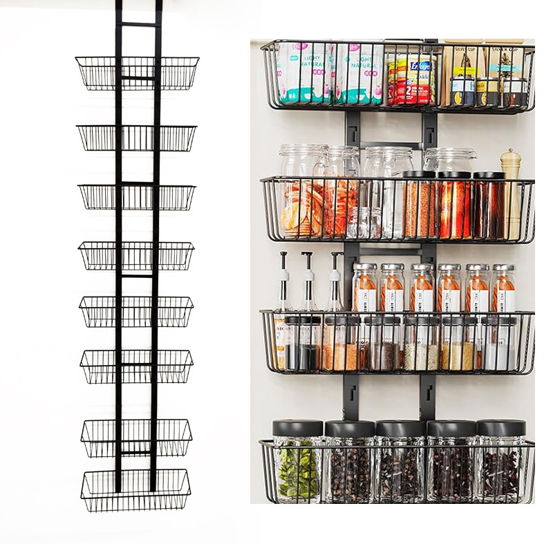 8 Tiers Hanging Rack Adjustable Basket Rack Over The Door Pantry Storage Organizer Rack