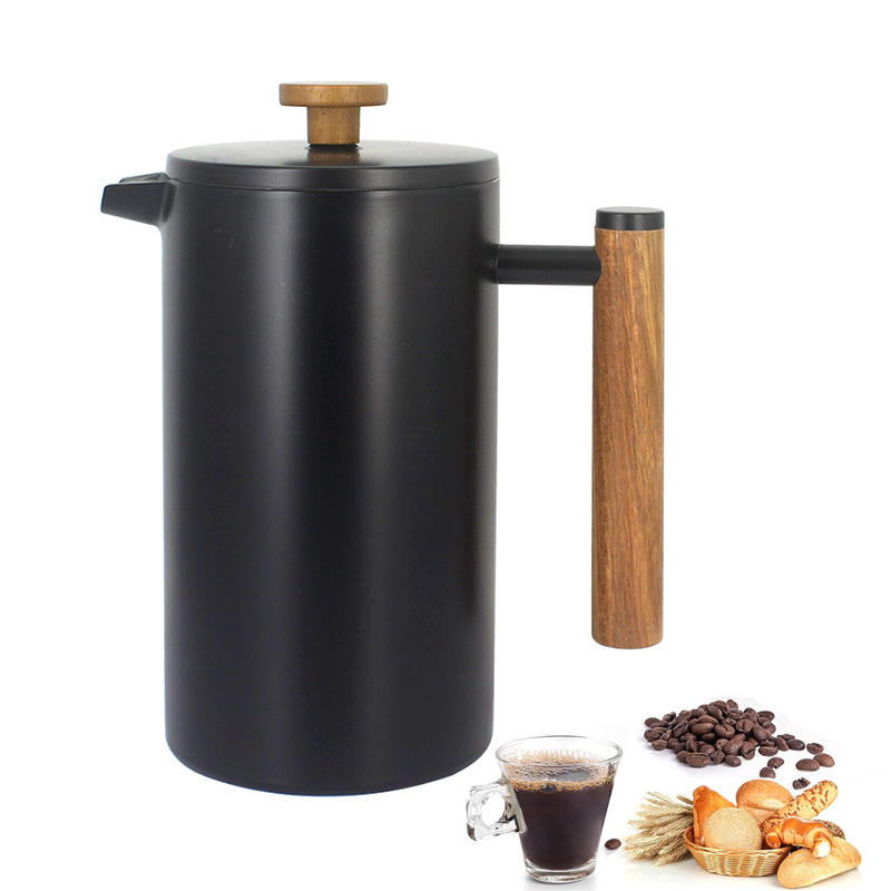 Double Wall Insulated Stainless Steel Vacuum Coffee mug with 3-Level Filtration system French Press Coffee Maker