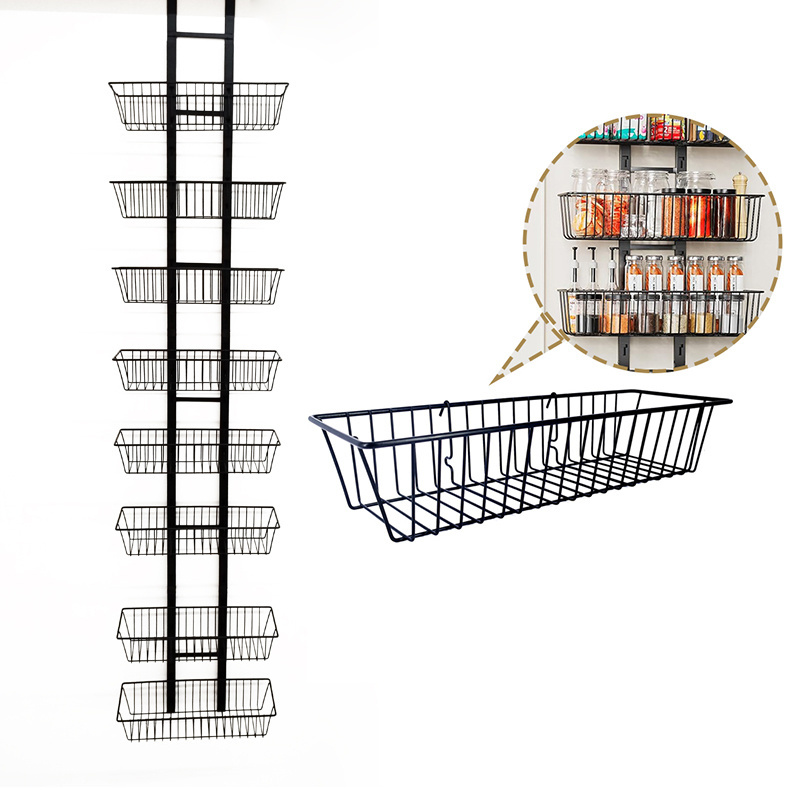 8 Tiers Hanging Rack Adjustable Basket Rack Over The Door Pantry Storage Organizer Rack