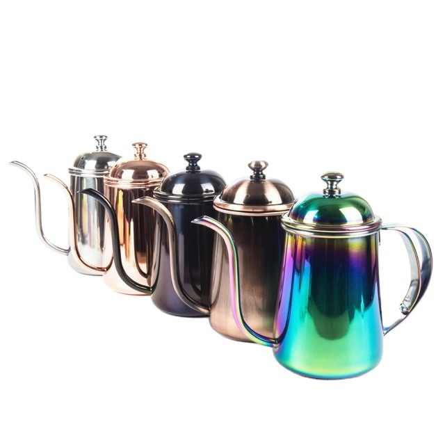 Customized 650ml   stainless steel Flow Gooseneck Pour Over Coffee Kettle drip pot Pour Over Coffee Makers