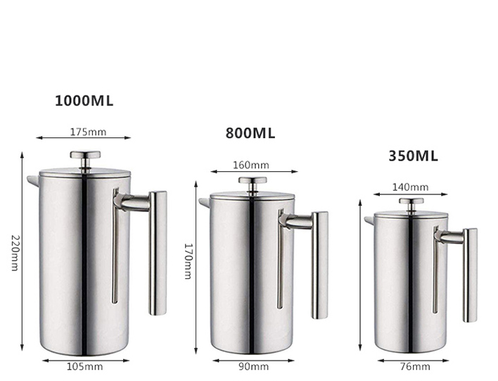 gold plating Stainless Steel Double Wall Travel French Press double wall Coffee Expresso Maker