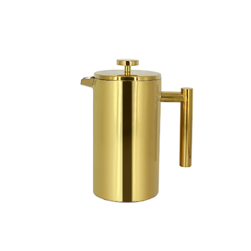 gold plating Stainless Steel Double Wall Travel French Press double wall Coffee Expresso Maker