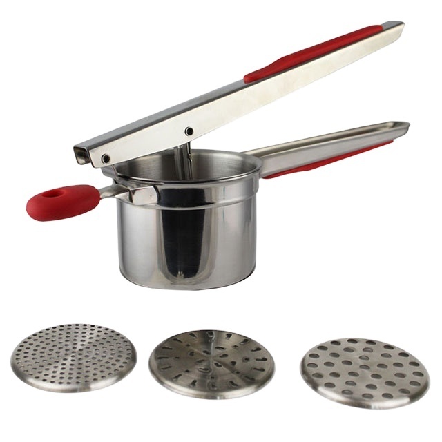 With premium silicone heavy duty non-slip hand potato masher stainless steel potato press potatoes ricer