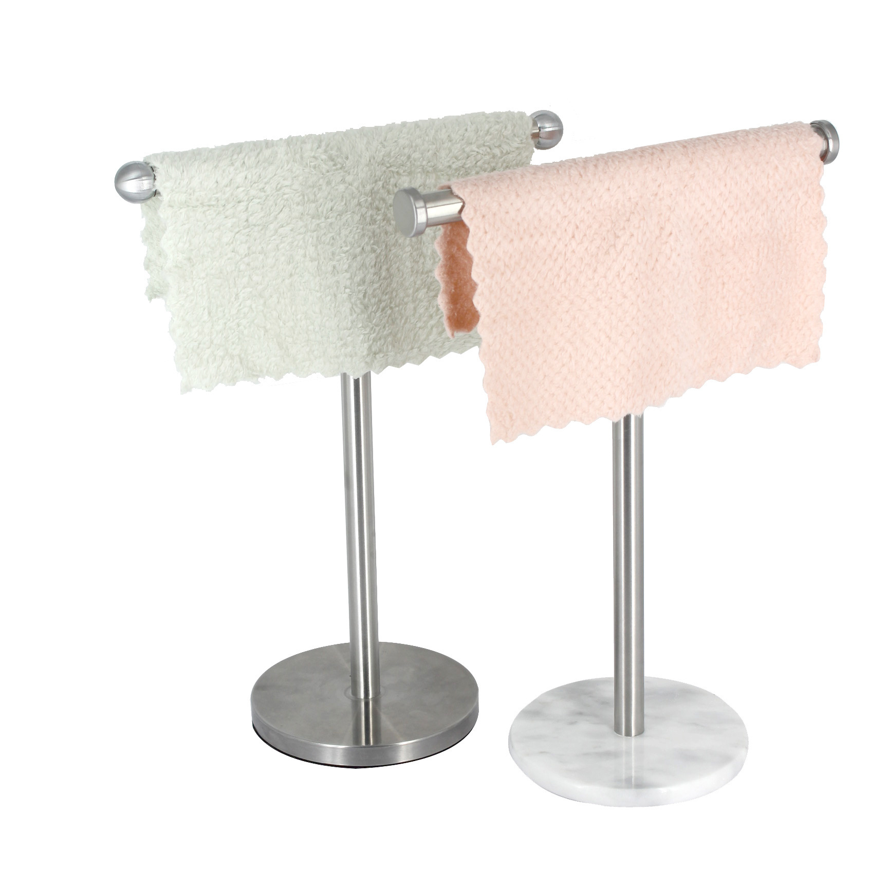 stainless steel Bathroom Towel Rack with Natural Marble Base kitchen T-Shape Standing Hand Paper Towel holder