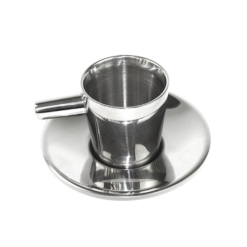 Retail wholesale tea cups and saucers high quality double wall steel coffee cup reusable stainless steel coffee cup