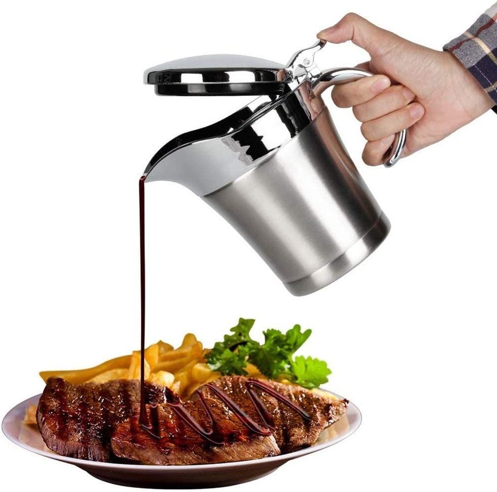 800ml 400ml Stainless Steel Insulated Gravy Warmer Jug  Serving Sauce Dispenser with  Lid Gravy Boat