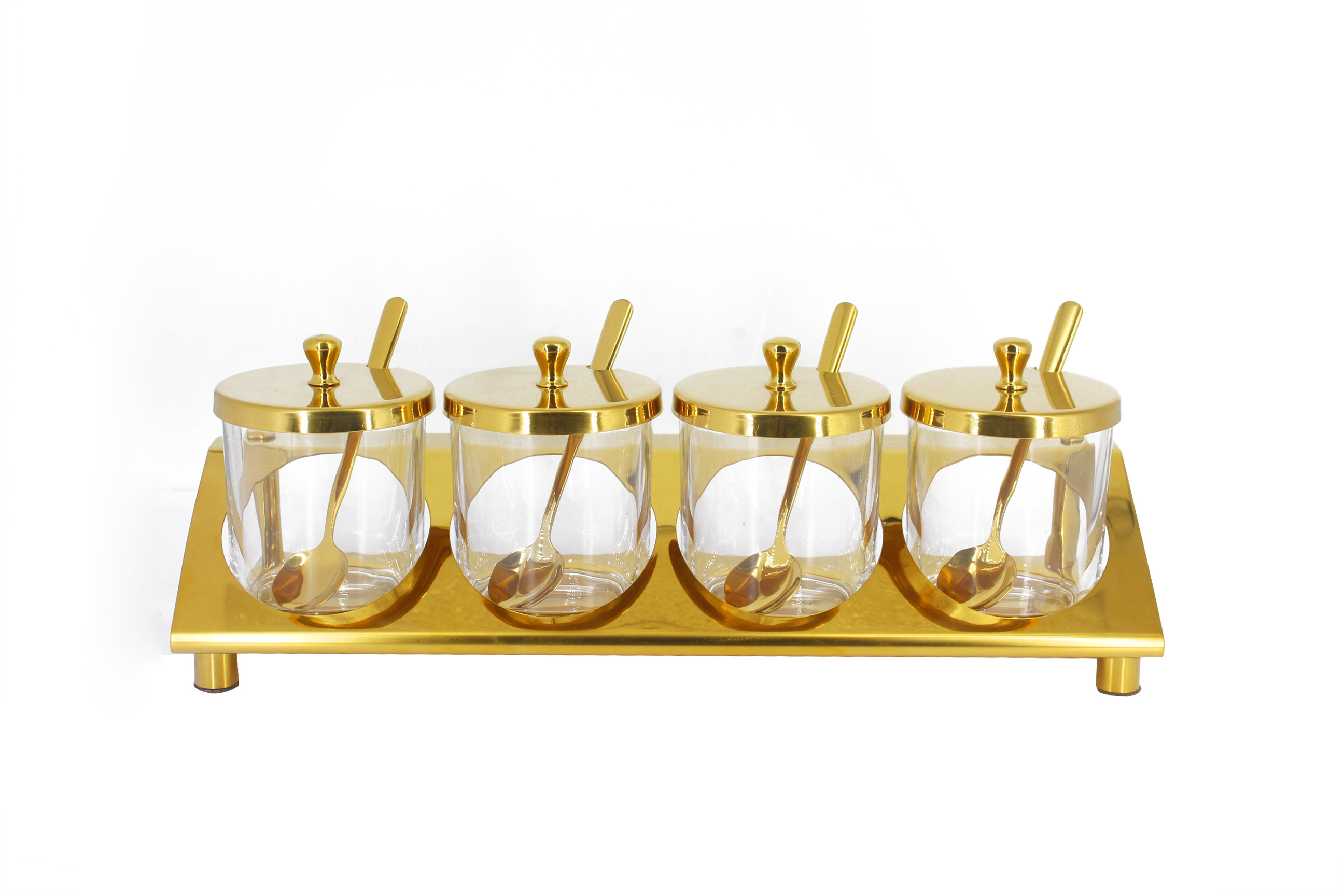 metal turkish glass sugar bowl pot set gold wholesale stainless steel  sugar bowl set with spoon