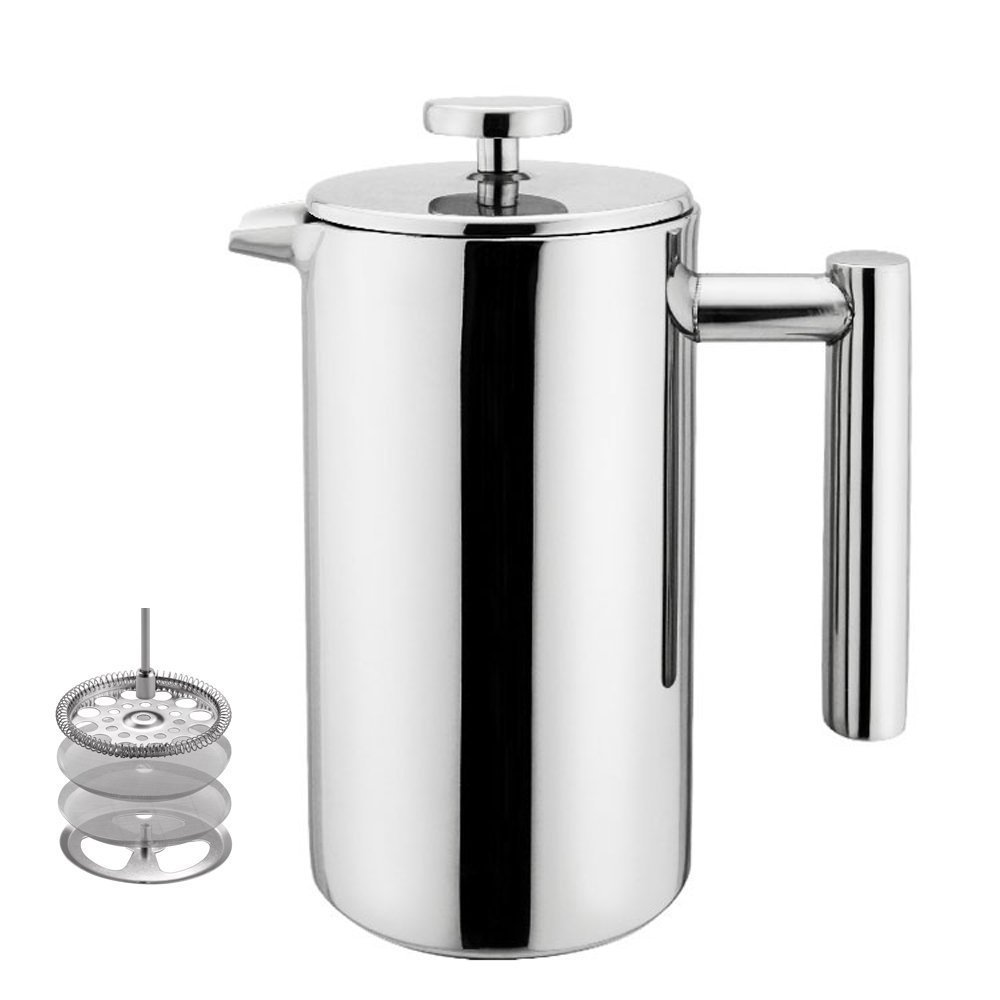 1L / 32 OZ   French Press  Stainless Steel Double Wall 18/8  Coffee Press And Tea Maker