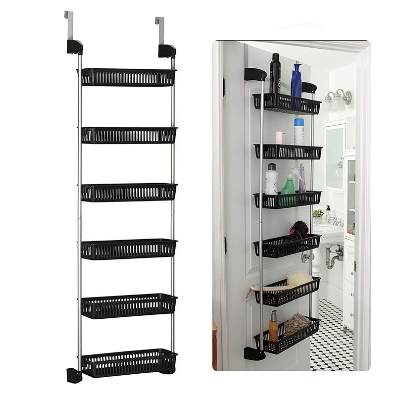 Over door hanging basket multifunction kitchen hanging  rack home over the door pantry organizer  with  6 adjustable shelves