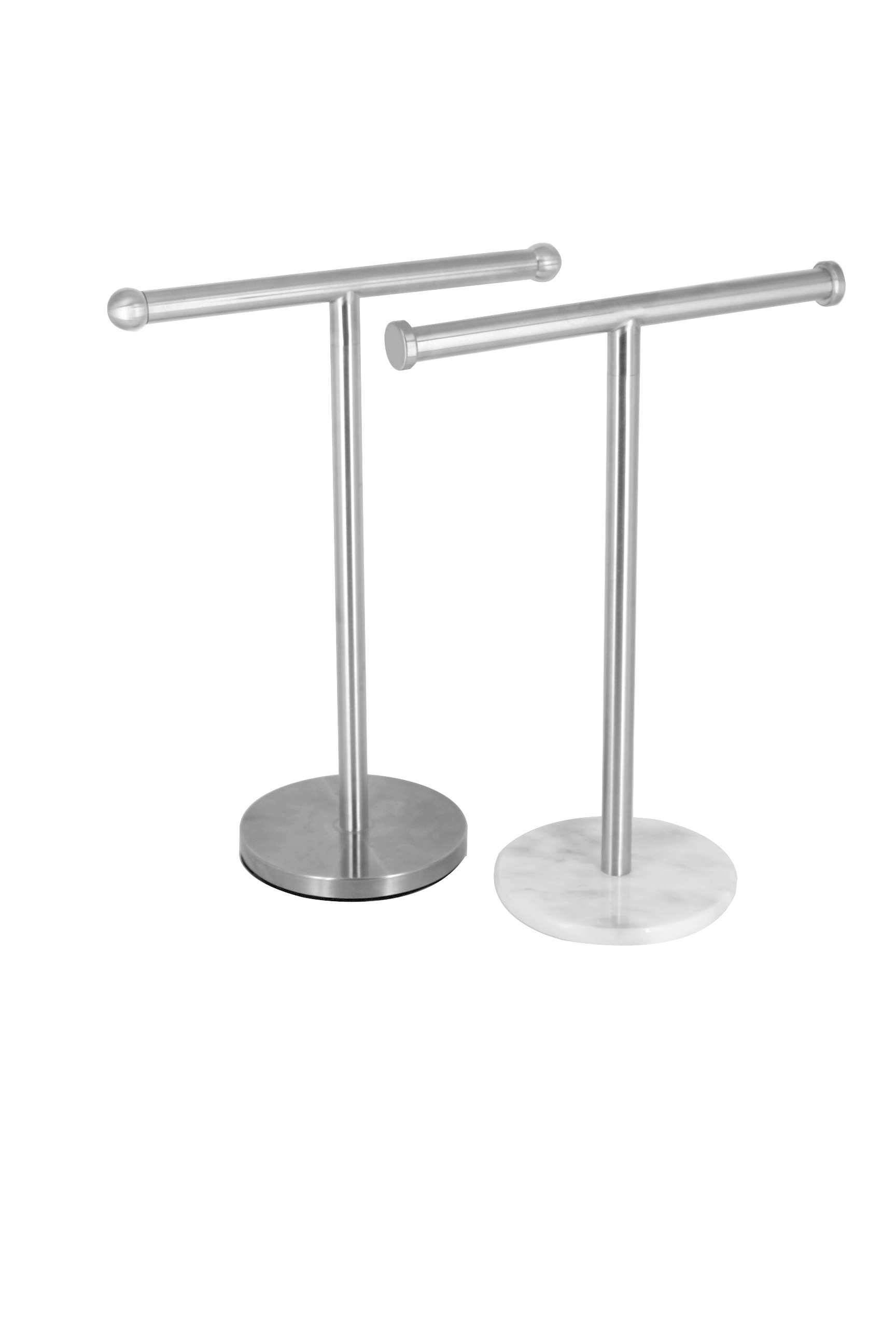 stainless steel Bathroom Towel Rack with Natural Marble Base kitchen T-Shape Standing Hand Paper Towel holder