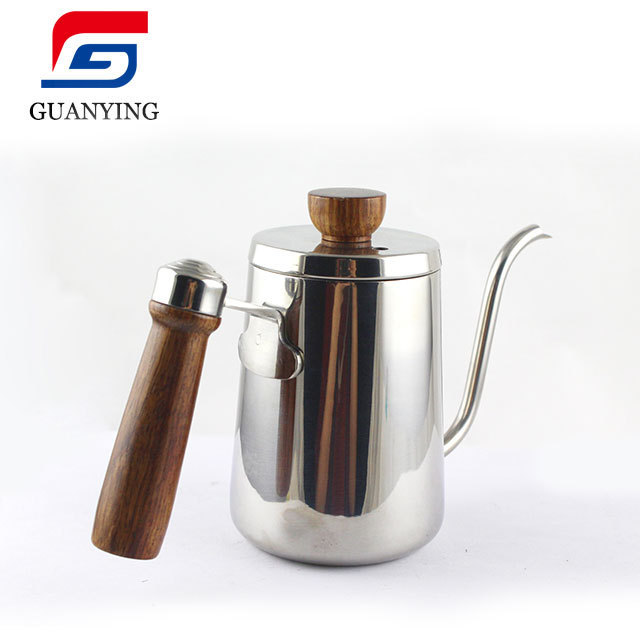 Wooden Handle Camping Coffee Percolator Stainless Steel Camping Tea Coffee serving  Pot coffee kettle