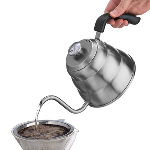 for Exact Temperature with Built In Thermometer  40OZ 1.2 Liter Gooseneck Pour Over Coffee Kettle Stainless Steel