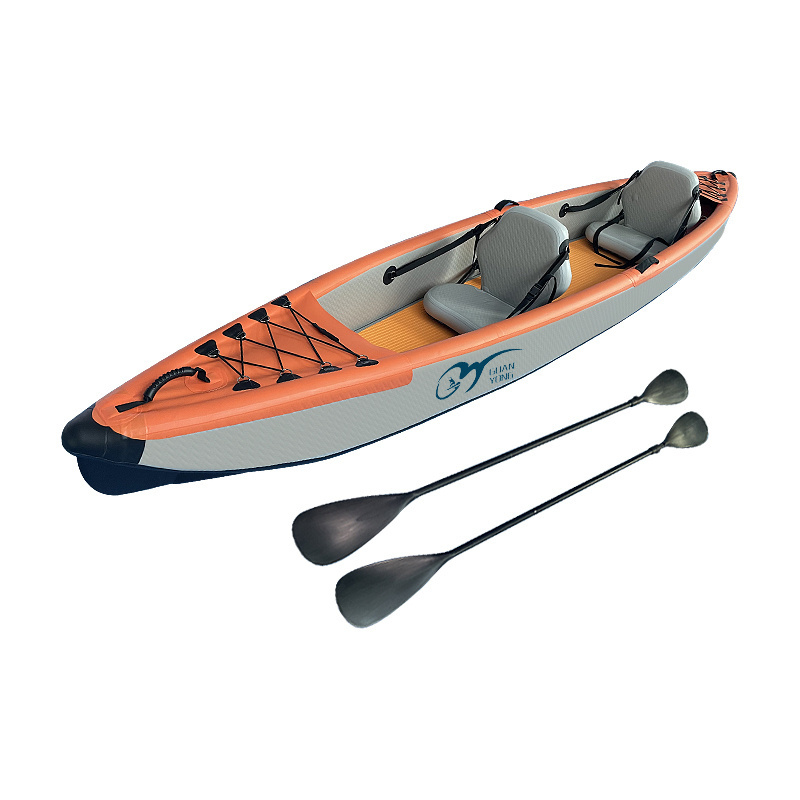 High Quality 2-Person PVC Inflatable Kayak Portable Drop Stitch Fishing Boat with Rowing Paddle for Drifting Outdoor Activity