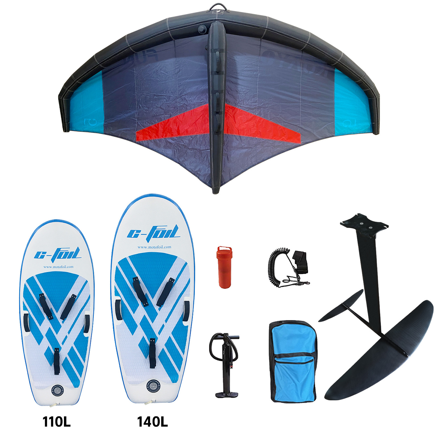 Factory OEM water surfing sports Set  carbon surfboard 140L wind kitesurfing carbon hydrofoil  wingfoil Inflatable foil board