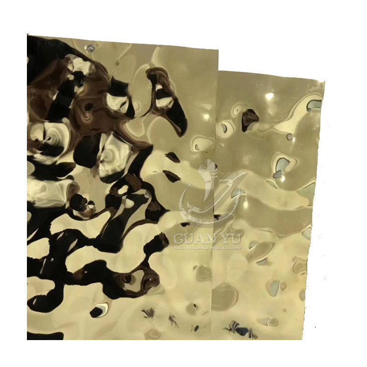 high quality 201 304 316  410 mirror gold stainless steel sheet water ripple