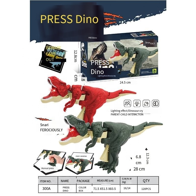 Manufacturer's Hot Selling Press Creative Fun Toy Swinging Sound Effect Tyrannosaurus Rex Dinosaur Toy Children's New Toy Gun