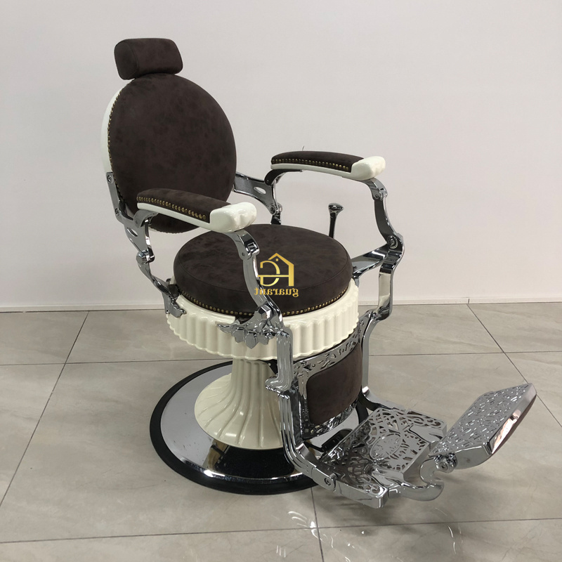 Beauty Salon Retro Men's Hydraulic tilt Chair American Retro black golden barber chair