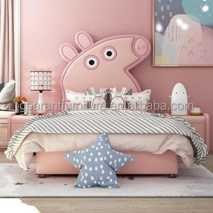 modern king size pink children  bed  leather bed pink princess bed