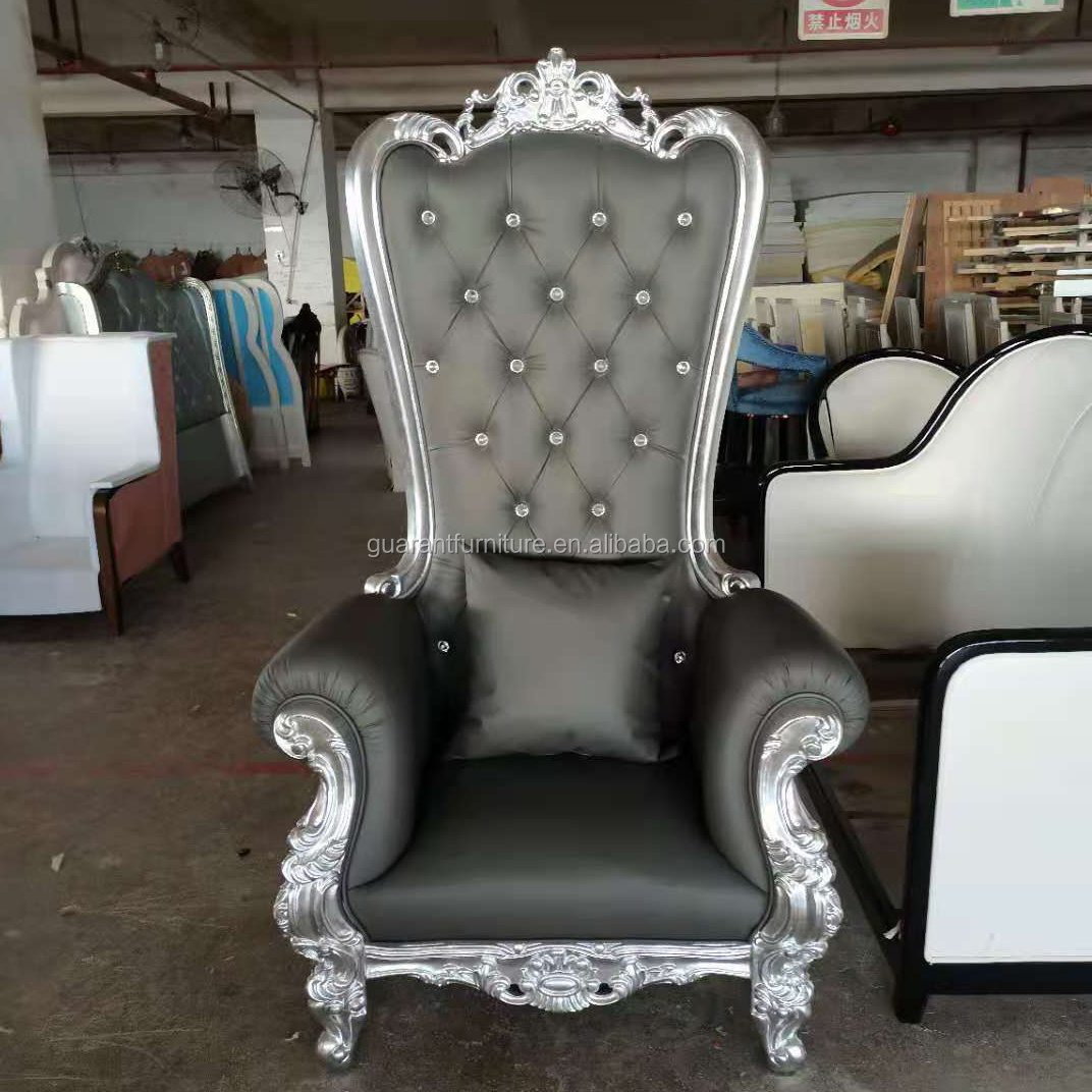 grey and silver high back throne chair leather throne chair