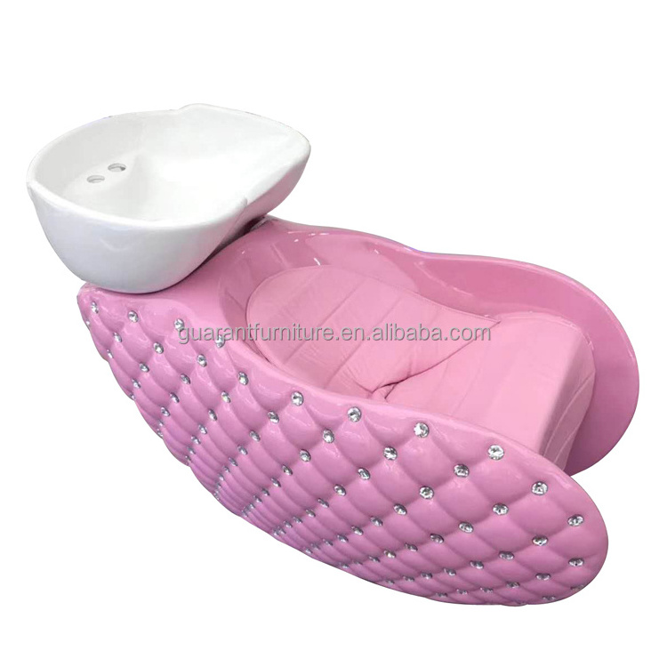 ABS frame shampoo chair pink salon shampoo chair with washing bowl