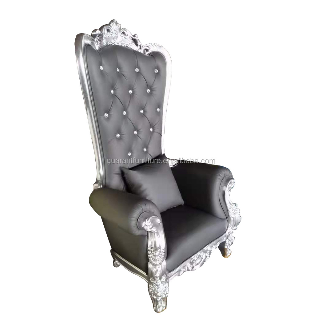 grey and silver high back throne chair leather throne chair