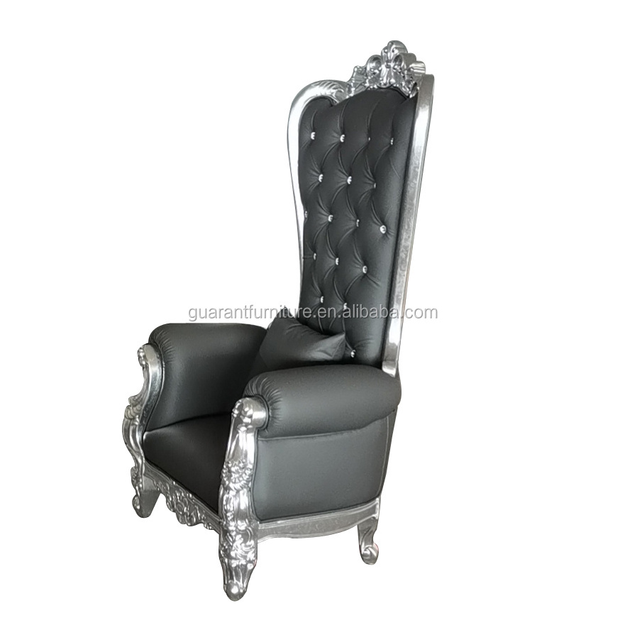 grey and silver high back throne chair leather throne chair