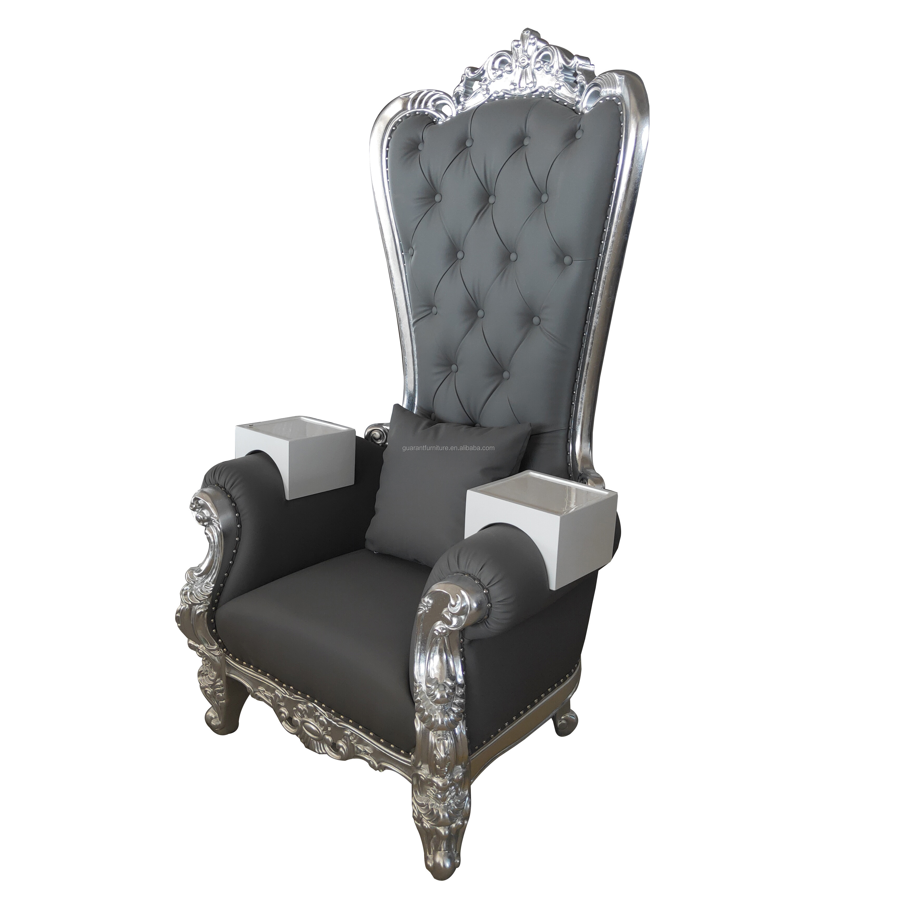 grey and silver high back throne chair leather throne chair