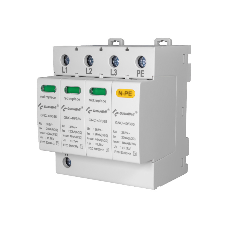 GuardWell GNC-40-385-3P+N  385V 3phase Surge Protection 40Ka spd T2 SPD Voltages Ac Lightning Protector