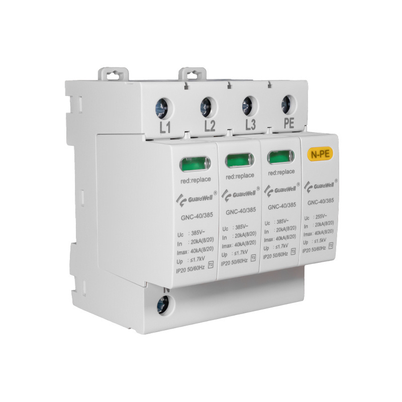 GuardWell GNC-40-385-3P+N  385V 3phase Surge Protection 40Ka spd T2 SPD Voltages Ac Lightning Protector