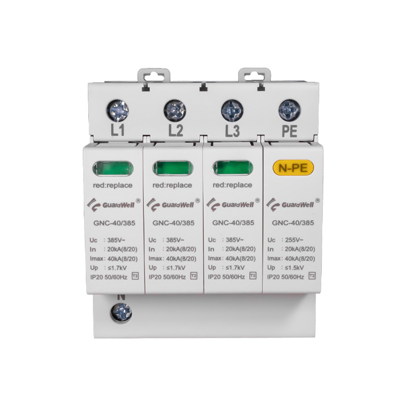 GuardWell GNC-40-385-3P+N  385V 3phase Surge Protection 40Ka spd T2 SPD Voltages Ac Lightning Protector