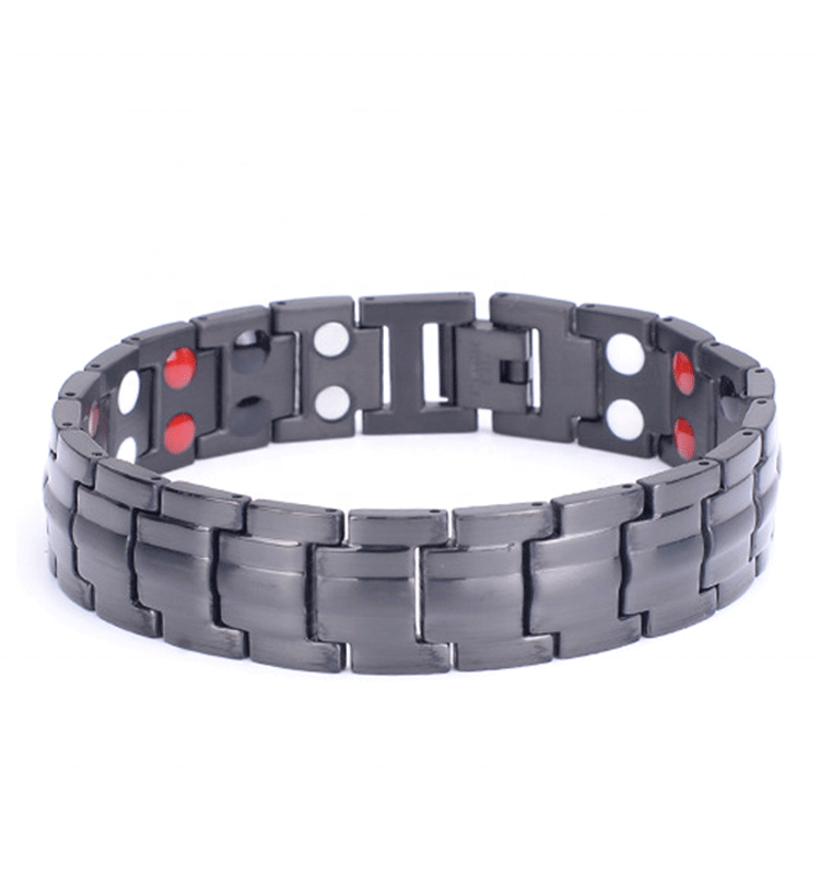 Tourmaline Black Health Bracelets For Back Pain Power Band Anion Ion Bracelet Mens Jewelry Titanium Steel Care Energy