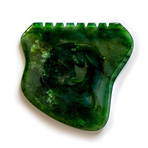 he tian Private Custom jade facial massage Nephrite Guasha Tools for face dark green jade Stone Massage Nephrite Gua sha Board