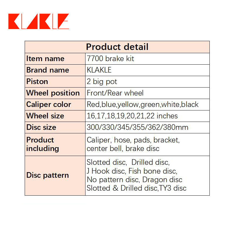 KLAKLE Design Modified Upgrade Brake System 7700 For Honda Civic Accord Acura Fit Jazz Big Brake Caliper Kit