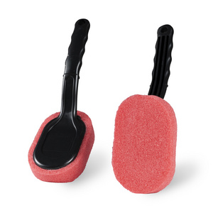 Wholesale Car Wheel and Tire Waxing Applicator Coating Sponge Brush Black and Red Waxing Sponge Brush Replaceable Cleaning Hand