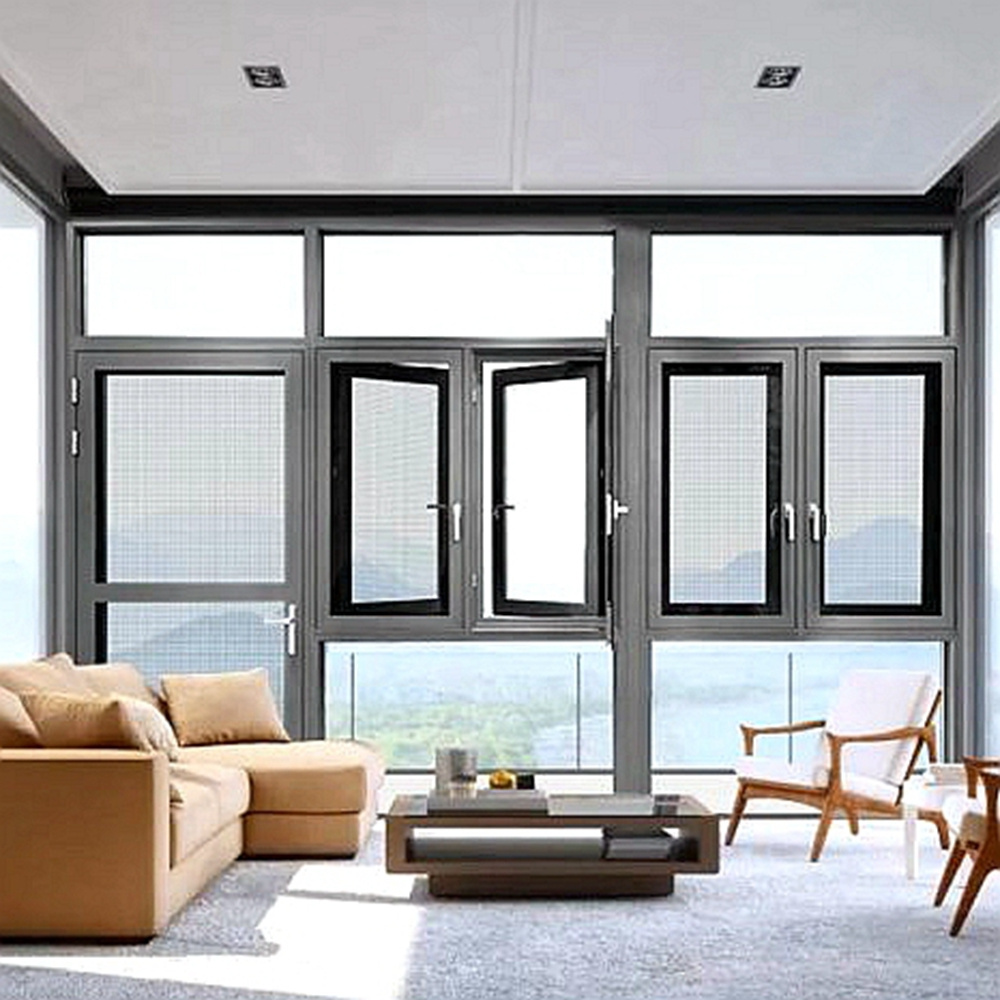 Simple fixed aluminum alloy floor-to-ceiling window soundproof double aluminum alloy folding horizontal sliding window